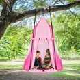 thumbnail image 3 of WYDK Kids Hanging Chair Swing Tent Set, Hammock Nest Pod Hanging Swing Seat for Boys/Girls, Children Swing Play House with Detachable Play Tent, Max Capacity 330 LBS, 40", Pink, 3 of 10