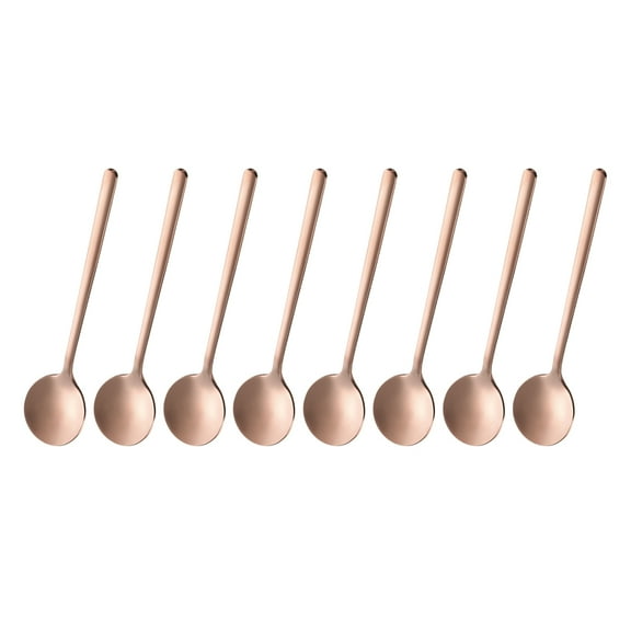 8pcs Espresso Spoons 5.3 Inches Stainless Steel Round Coffee Spoon, Rose Gold Tone