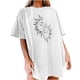 thumbnail image 2 of Puntoco Blusa de manga corta informal con estampado de sol y luna vintage para mujer Puntoco Puntoco-3476, 2 of 8