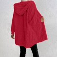 thumbnail image 7 of Women's Hooded Cardigan Jacket Long Loose Open Front Fleece Coat Fall Winter Cable Knit Causal Jacket, XL, 7 of 7
