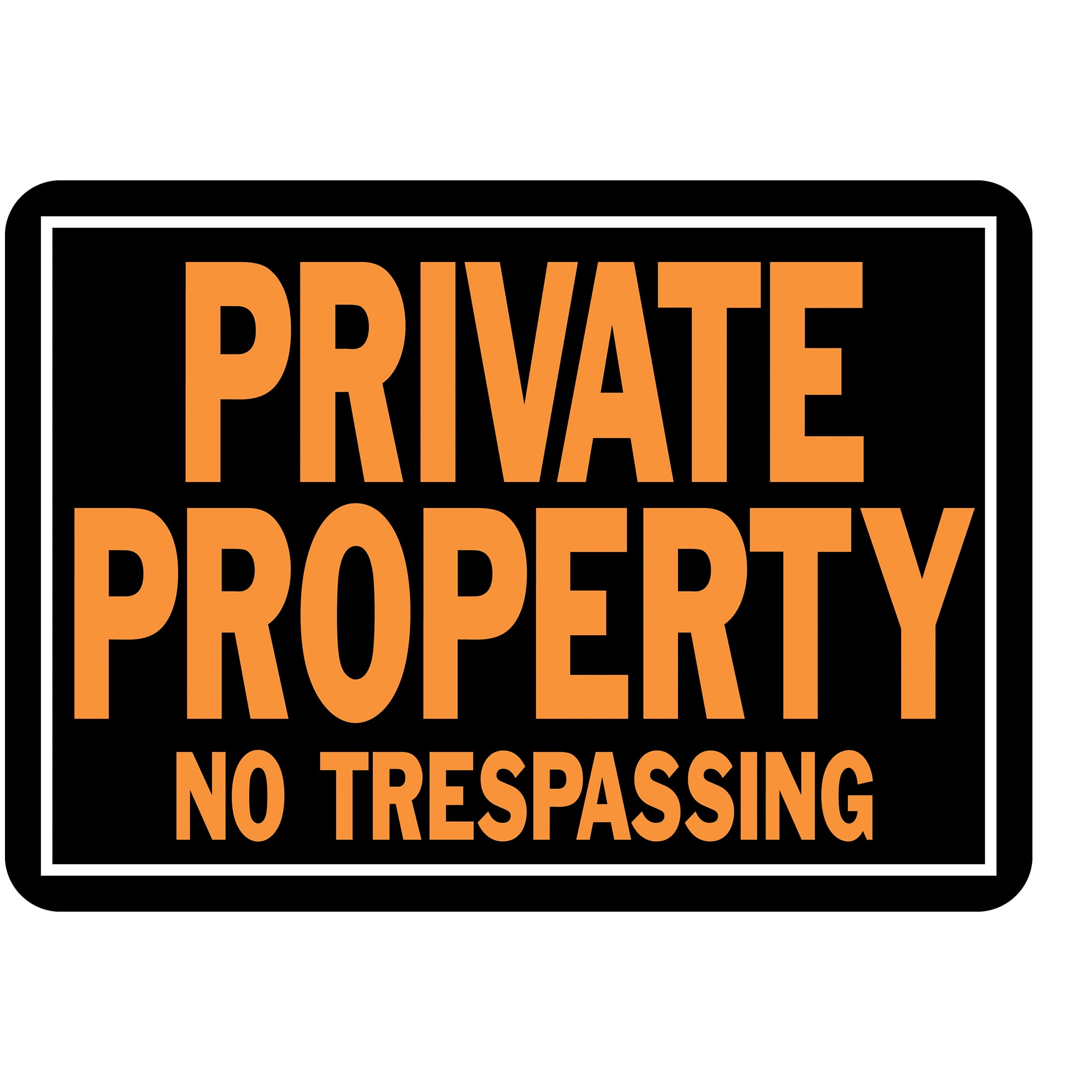 (2 pack) Hy-Ko Products 848 Private Property No Trespassing Aluminum Sign 9.25" x 14" Orange/Black, 1 Piece