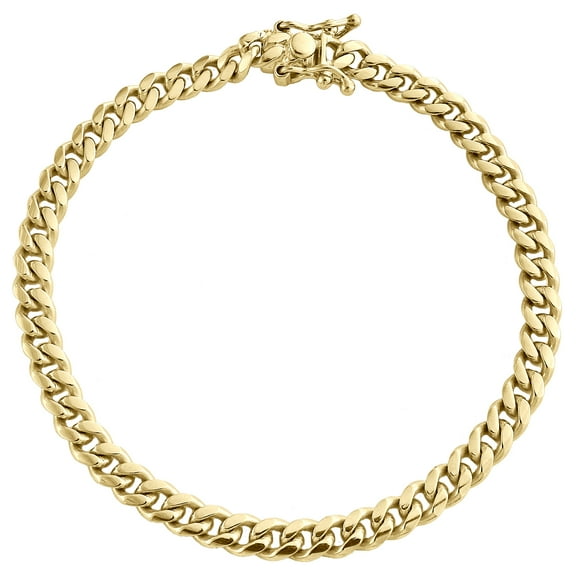 10K Yellow Gold 5mm Super Solid Miami Cuban Link Bracelet Box Clasp 8 Inches