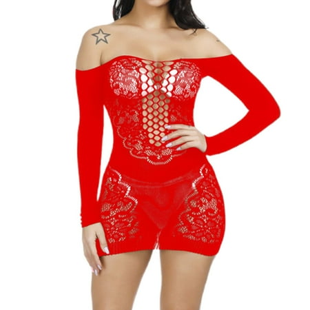Yuhangmm Women s Sexy Strapless Bodycon Hollow Out Mesh Dress Sleeveless Mini Skirt Sexy Gothic Clothes for Women Lingerie