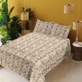 thumbnail image 2 of Ambesonne Nostalgic Fitted & Flat Sheet with Shams 4 Pcs Set, Vintage Watch Butterfly, Queen, Pastel Brown and Taupe Grey, 2 of 5