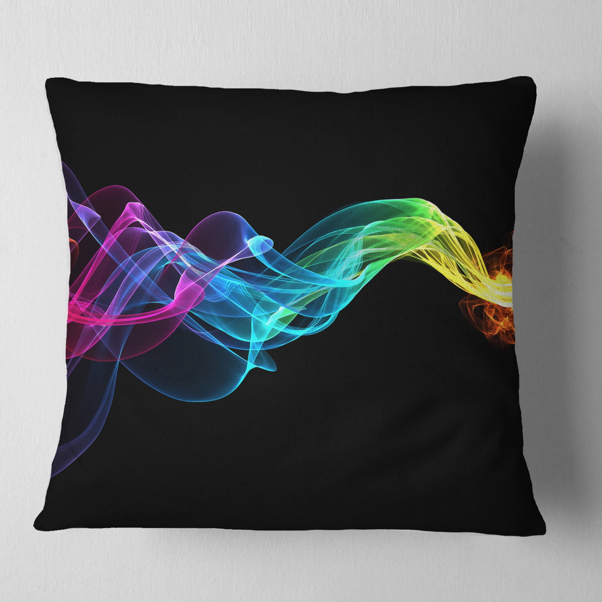 Designart Abstract Ribbon Waves on Black - Abstract Throw Pillow - 18x18