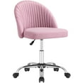 thumbnail image 2 of Homall Home Office Chair Adjustable Vanity Chairs Mid Back Rolling Task Chairs for Bedroom, Living Room or Study, Pink, 2 of 7