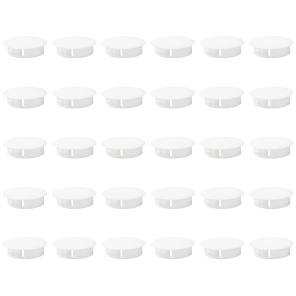 JZROCKER Pack of 30 Flush Type Hole Plugs Drilling Hole White Screw Caps Covers for Cabinets Cupboard Shelves Insert End Caps
