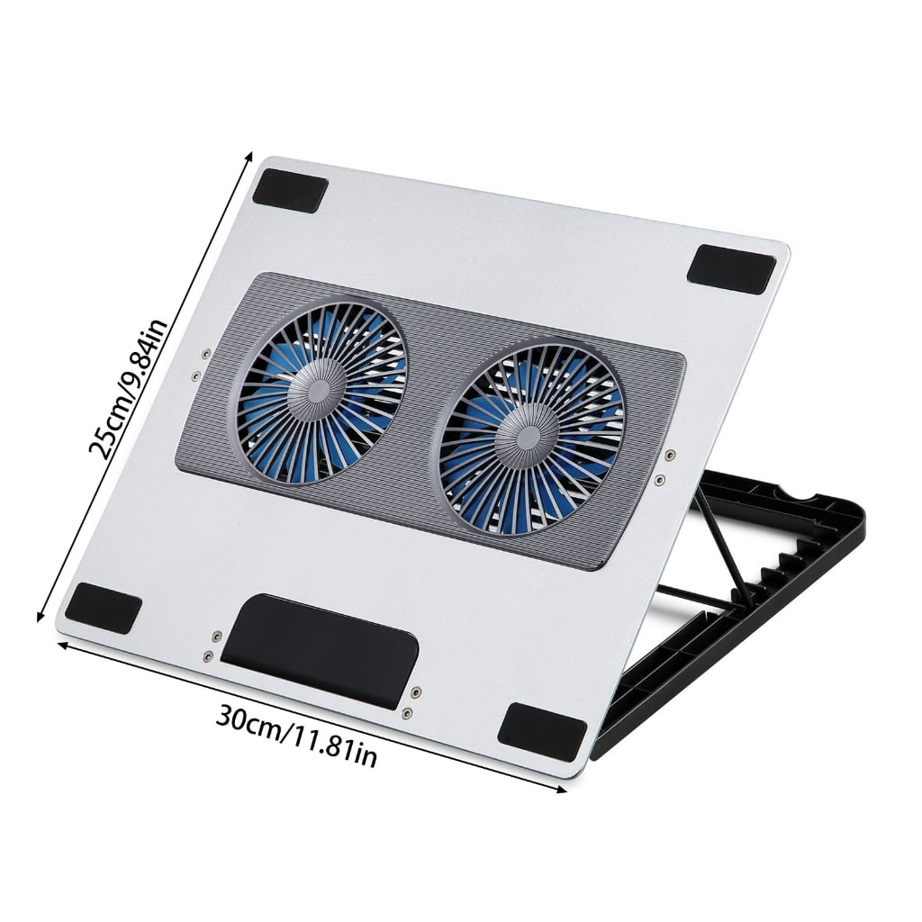 Miiottaa Quiet Foldable Cooling Pad for Laptops 6 Height Adjustments Double Fan Metal Panel Optimized Airflows