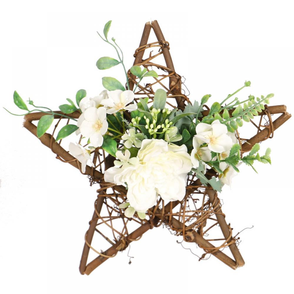 Artificial Camellia Home Decoration Wall Hanging Flower Wood Pentagram Pendant Wall Door Wreaths Party Decors Walmart Com Walmart Com
