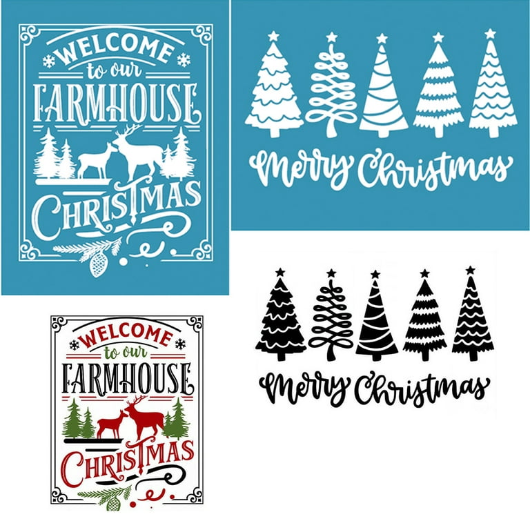 Adhesive Stencils Reusable Merry Christmas Silk Screen Stencil for