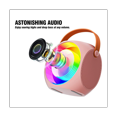 thumbnail image 2 of Mini altavoz portátil Bluetooth con micrófono inalámbrico y luces LED para adultos, color rosa., 2 of 7