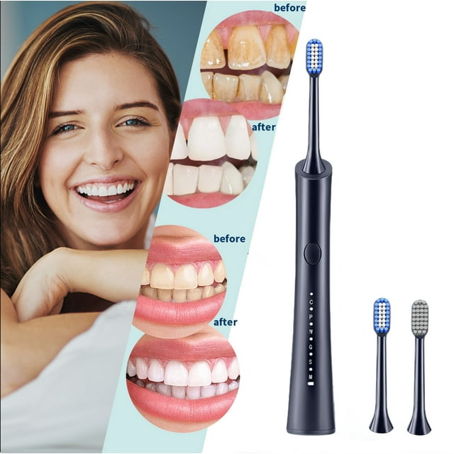 Dvkptbk Brush Toothbrushes Toothbrush - 3-Head Toothbrush Including Two Cleaning Brush Heads Intelligent 6-Speed Timed Toothbrush Ipx7 Home Appliances