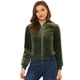 thumbnail image 1 of Chaqueta bomber Allegra K acolchada con diamantes y superficie de terciopelo con cremallera para mujer con bolsillos Verde L, 1 of 5