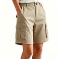 thumbnail image 2 of jjayotai Bermuda Shorts for Women High Waisted Cargo Shorts Knee Length Wide Leg Shorts Summer Casual Hiking Shorts with Pockets, 2 of 6