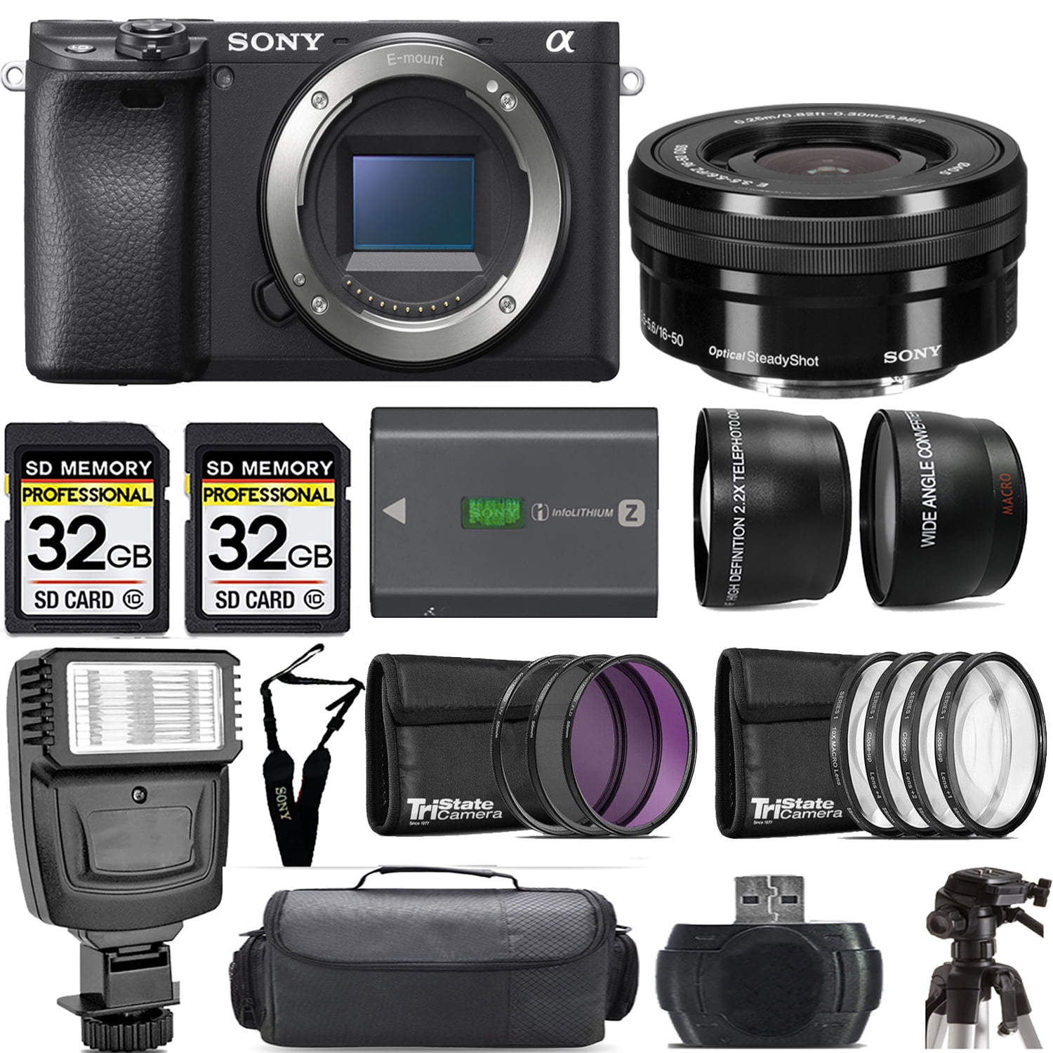 Sony a6400 Mirrorless Camera +1650mm f/3.55.6 OSS Lens +Flash Kit