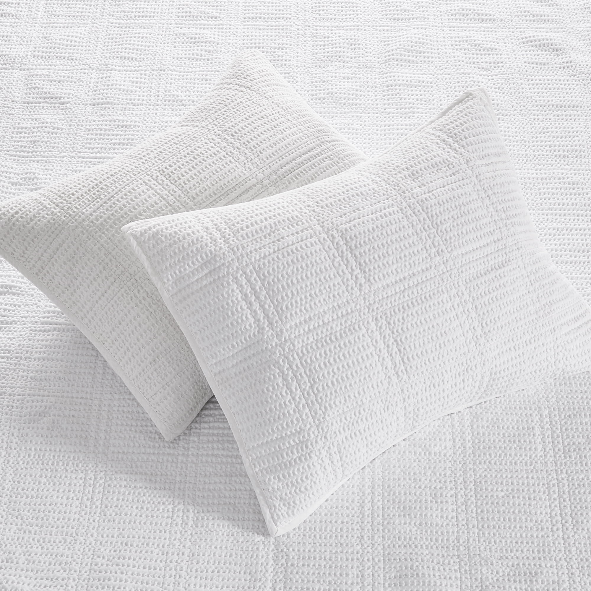 Levtex Home - Cloud Waffle Quilt Set - Full/Queen Quilt and Two Standard Shams - Waffle Textured - Bright White - Quilt (88x92in.) and Shams (20x26in.) - Reversible - Cotton