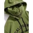 thumbnail image 4 of ZAFUL for Junior Letter Graphic Embroidered Fleece Mask Hoodie Deep Green S, 4 of 5