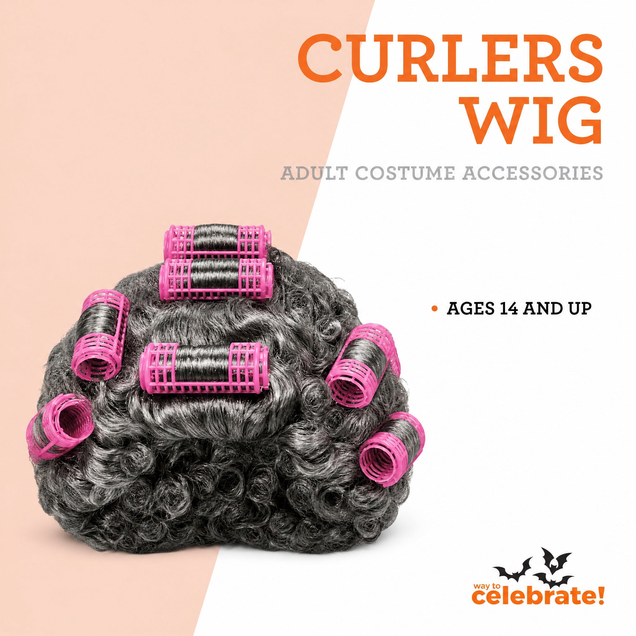 Curlers Wig Costume Accessory for Adults, Gray, Halloween by Way To Celebrate