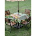 thumbnail image 3 of Outdoor Tablecloth with Umbrella Hole and Zipper, Happy Easter Square Table Cloth 54x54 Inch Waterproof Tablecloth, Spring Easter Eggs Bunny Floral Teal Wood Picnic Table Cover for Patio Camping, 3 of 7