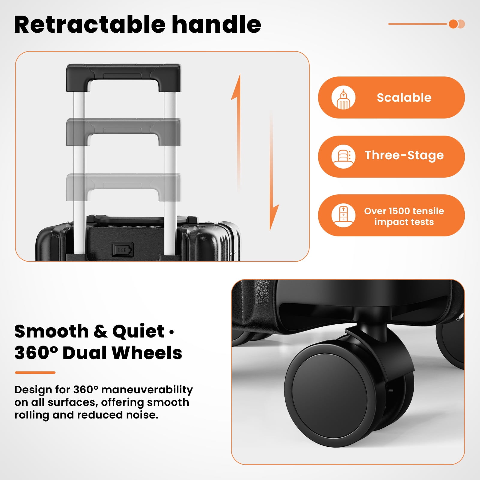 20 in Carry on Luggage, Lightweight Zipperless Aluminum Frame PC Hard Shell Suitcase with TSA Lock & 360 Spinner Wheels for Travel