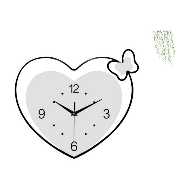 Reloj De Pared En Forma De Corazón, Decoración Acrílica Con Enredaderas Colgantes, Hojas De Plantas Verdes, Elegante Mural Artístico, Movimiento Silencioso Para Sala De Estudio, Cafetería,