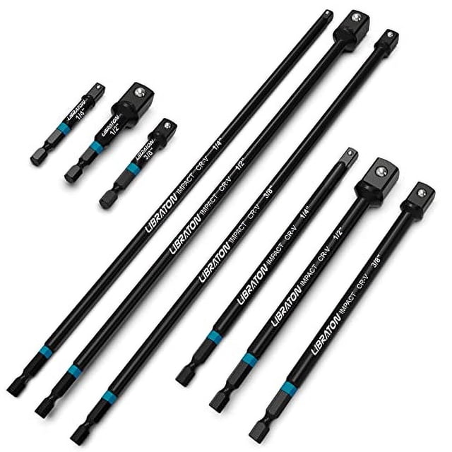 Juego de Adaptadores de Enchufe de Impacto Grado de Impacto Libraton, 3", 6", 12", Adaptador de Enchufe de Impacto de Taladro, Adaptador de Enchufe de Impacto, Adaptador de Enchufe de Llave de Impacto