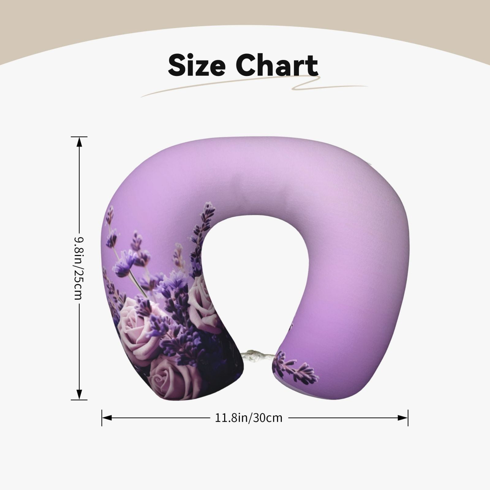Xecao Lavender Roses Arrangement Print Memory Foam Cervical Neck Pillow Versatile U-Shaped Pillows for Home,Office,Camping,Travelling,Soft Washable Cover