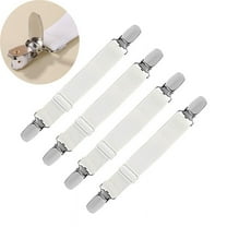 White Bed Sheet Suspenders, 4PCS Adjustable Bed Sheet Holder Straps Sheet Fasteners Heavy Duty Bed Sheet Grippers for Mattresses Fitted Sheets Flat Sheets