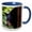 Blue/White, variant on 3drose, Black Bear Looking Around a Tree, 15oz Mug