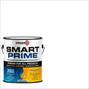 White, Zinsser Smart Prime Universal Water-Based Flat Primer- 249729, Gallon- 2 Pack