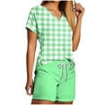 thumbnail image 2 of Teissuly 2PC Women's V Neck Shorts Sleeve Two-piece Comfortable Home Pajamas Set Sports Set, 2 of 5