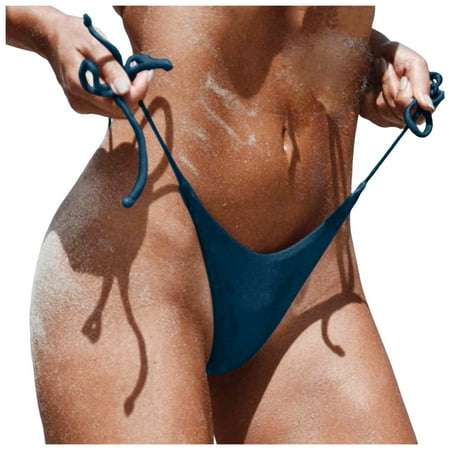 Women s Bikini Bottom High Waisted Lace Up Low Waist Brazilian Swimwear Briefs Beachwear Brazilian Side Tie Thong Bathing Bathing Suit Bottoms For Women Navy M