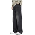 thumbnail image 2 of Pounoo New Trousers for Men Clearance Men's Fashion Casual Solid Color Cargo Zipper Pockets Elastic Waist Full Length Pants Wide Leg Pants Men Full Length Pants Black L, 2 of 5