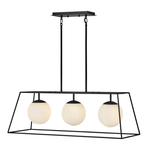 3 Light Linear Chandelier in Transitional-Mid-Century Modern-Scandinavian Style 36 inches Wide By 12.75 inches High-Black Finish Bailey Street Home