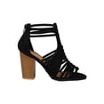 thumbnail image 2 of Women Faux Suede Strappy Weave Open Toe Stacked Chunky Heel Booties 18210, 2 of 6