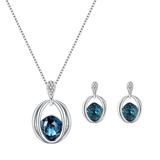 Fiudx Collar de Moda, Elegante Conjunto de Colgante de Cristal, Impresionante Par de Pendientes, Conjunto de Joyería Versátil, Ropa Informal para Bodas y Fiestas, Regalo Perfecto para Ella.