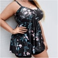 thumbnail image 3 of Jacenvly Tankini Swimsuits for Women Clearance Fashion Sleeveless Floral V-Neck Surfing Swimwear Skin-Friendly Women with Chest Pad Without Underwire Oversize Printing High Waist Bikini Black, 3 of 11