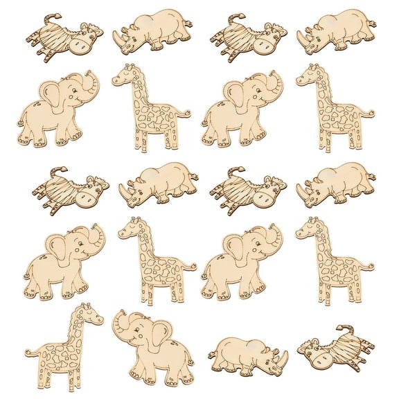 GAXIRE 40pcs Wooden Animal Cutouts for Kids Crafts, Unfinished Wood Shapes for Painting, Decor and Projects