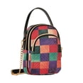 thumbnail image 7 of FORMRS Crossbody Bag for Women Quilted Travel Shoulder Cell Phone Purse with Chain Strap Handbag, Red and Purple Plaid Pattern, 7 of 7