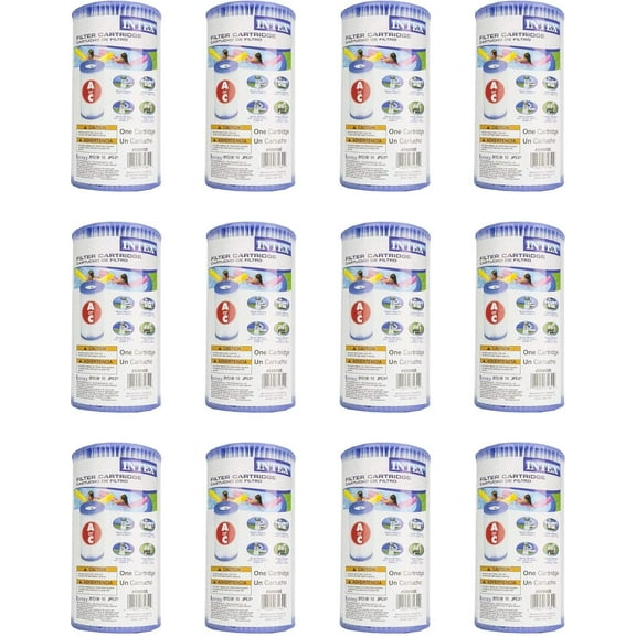 Intex Pool Easy Set Type A Replacement Filter Pump Cartridge (12 Pack) | 29000E