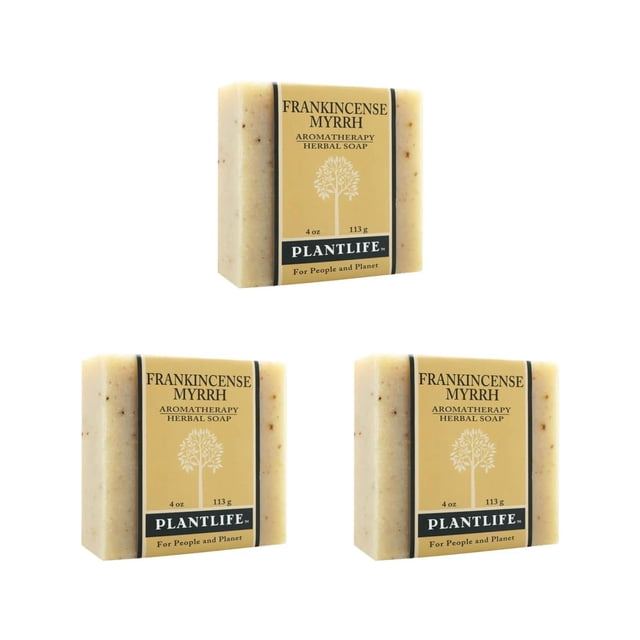 Barra hidratante Soap Plantlife, incienso y mirra, paquete de 3 unidades, 120 ml