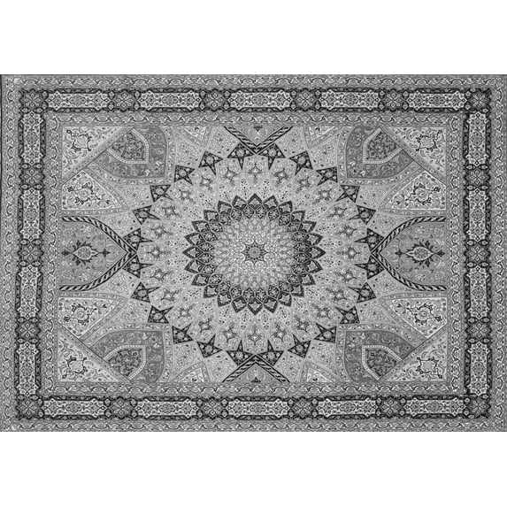 Ahgly Company Indoor Rectangle Medallion Gray Traditional Area Rugs, 2' x 3'