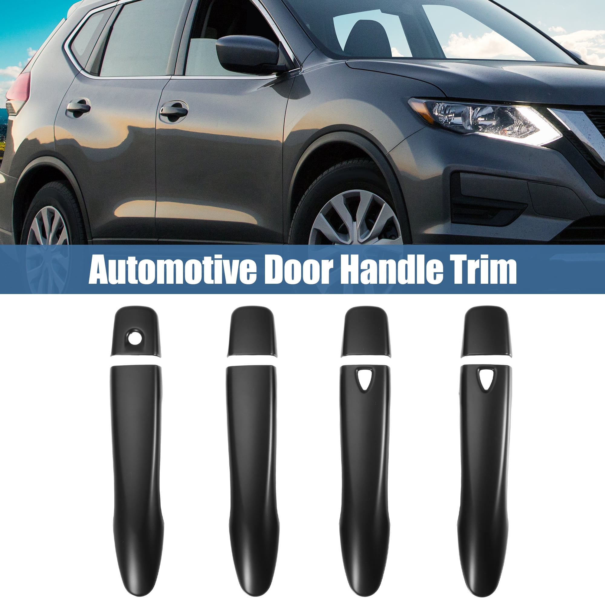 Unique Bargains Automotive Door Handle Cover Trim for Nissan Rogue 2014-2019 Matte Black