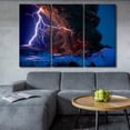 thumbnail image 2 of TISHIRON 3PCS Framed Lightning Storm Theme Canvas Wall Art Set,60"x40" Blue Lightning and Red Lightning Canvas Art Decor, 2 of 7
