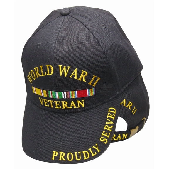World War 2 II War Veteran Proudly Served Embroidered Hat Black Ball Cap EE 0595