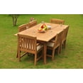 thumbnail image 3 of Teak Dining Set: 6 Seater 7 Pc: 117" Double Extensions Rectangle Dining Table & 6 Devon Arm/Captain Chairs Outdoor Patio Grade-A Teak Wood WholesaleTeak #WMDSDVt, 3 of 6