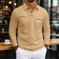 thumbnail image 6 of Hearthz Polo Shirts for Men Soft Breathable Moisture Wicking Cotton Long Sleeve Shirt Men Plain Collared Golf Polos for Men with Pocket Khaki XL, 6 of 9