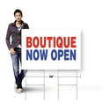 thumbnail image 4 of Boutique Now Open Yard Sign 10 Pack of 24 Inch x 36 Inch Double Sided Weatherproof Heavy-Duty Plastic with Stake | Fashion Apparel, Unique Finds, Grand Opening Promotions | Made in USA, 4 of 7