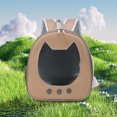 thumbnail image 4 of Bolsa De Viaje Para Gatos Mochila de animales de PU, ventana transparente, resistente al desgaste, suministros para mascotas (marrón claro) Likrtyny Libre de BPA, 4 of 9