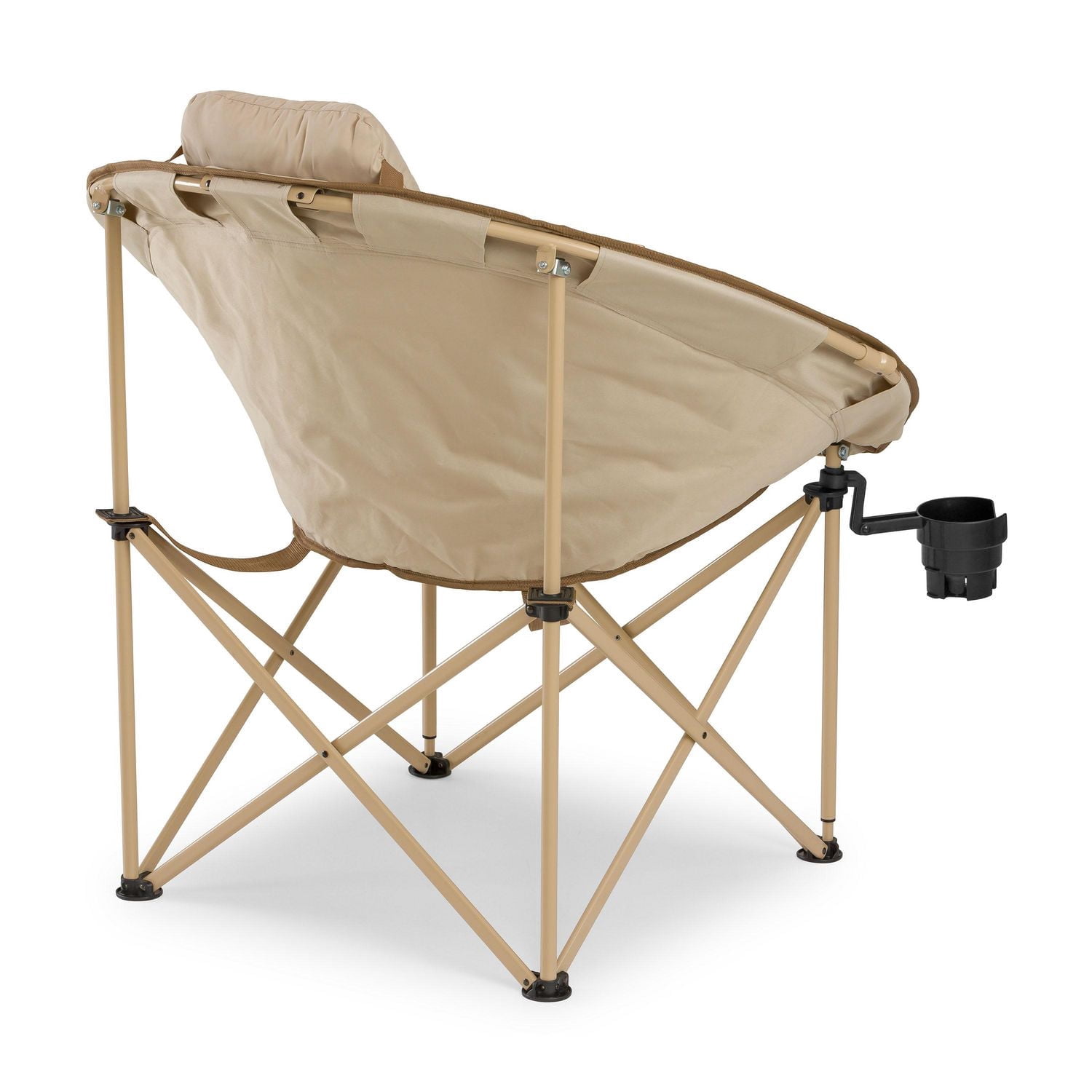 Chaise ronde de style glamping Ozark Trail, surdimensionnée et rembourrée, tissu doux et confortable, capacité de 300 lb, chaise portative pour le camping et l’extérieur, beige